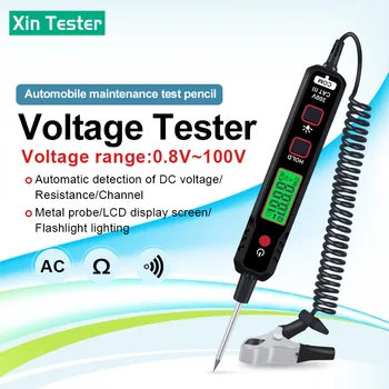 Xin Testeur 100V Pen Voiture Type de Détecteur de Tension à Puce sans Contact Réglable de Tension DC rétro-éclairage Testeur XT86A