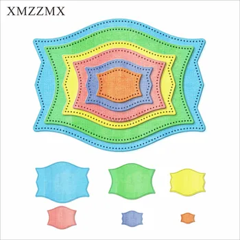 XMZZMX Polygonale Étiquette en Métal de Coupe de Matrices pour la Fabrication de Cartes de Gaufrage de Papier découpes Ensembles Album de l'Artisanat des Modèles de Pochoirs