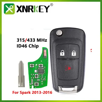 XNRKEY 3 Bouton Flip Pliage à Distance de Clé de Voiture ID46 Puce 315/433Mhz pour Chevrolet Spark 2013 2014 2015 2016 Télécommande de Remplacement Clés