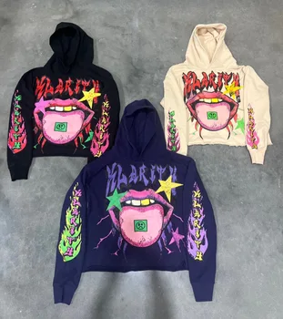 y2k Femmes vêtements hoodies Motif Imprimé Pull Sweat-shirt streetwear Surdimensionné Punk Vintage kpop Anime manches longues tops