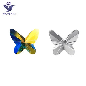 YANRUO Crystal AB en Forme de Papillon Strass dos plat en Verre Diamant Nail Art Bijoux Décorations Accessoires de BRICOLAGE de l'Artisanat de Prise de
