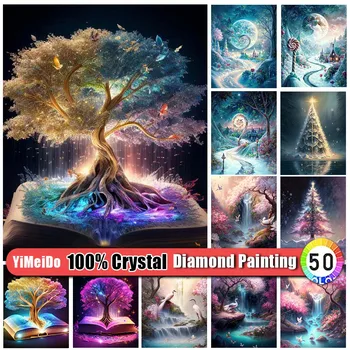 YiMeiDo 100% en Cristal de Diamant de la Broderie Arbre 5d Mosaïque Strass de Diamant de la Peinture de Paysage de l'Art de l'image de l'Artisanat de Décoration pour la Maison