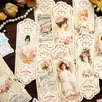 Yoofun Esthétique Vintage Jolie Fille Cartes Rétro Élégant Dame de la Carte pour les Amis Bookmarker Journal de Scrapbooking BRICOLAGE
