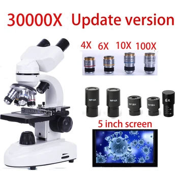 Zoom 30000X Biologique HD Numérique de Microscope de laboratoire Microscope optique avec grand Champ 10X et 50X Oculaires pour le Laboratoire